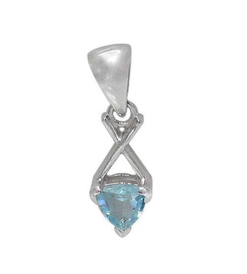 Triangular Blue Topaz Pendant, Sterling Silver